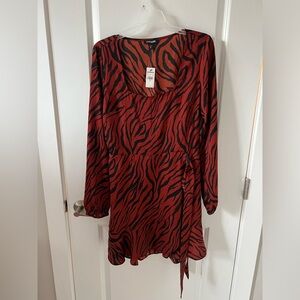 NWT Express Orange and Black Animal Print Dress